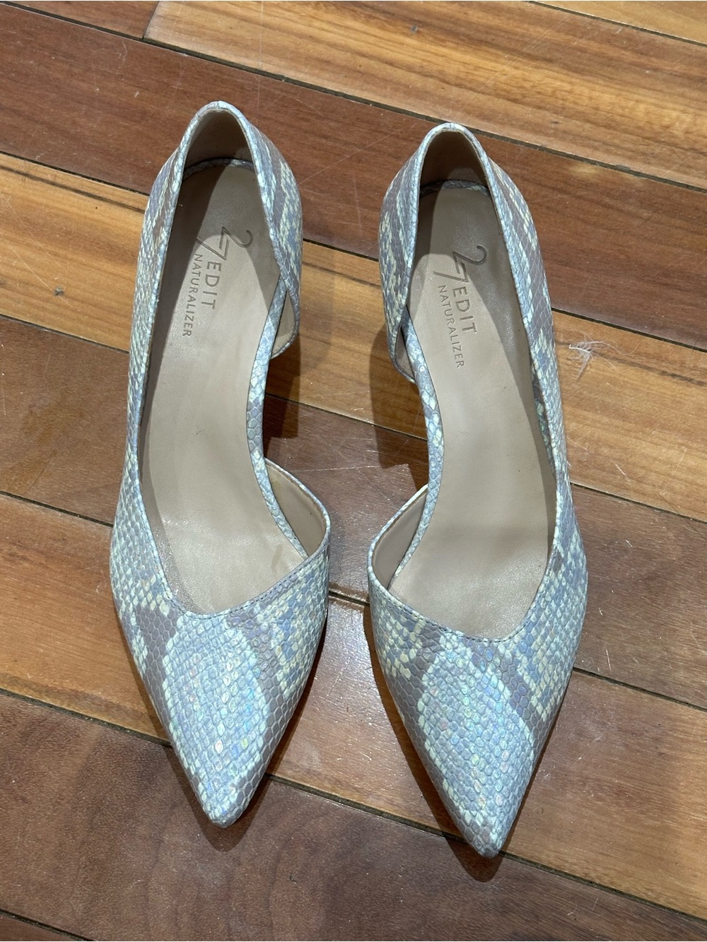 Naturalizer D'Orsay Pointed Toe Pumps in Snake-Print Neutral Tones